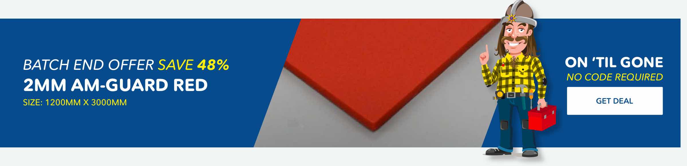 End of line Red 10' PVC sheets. Save 48%.
