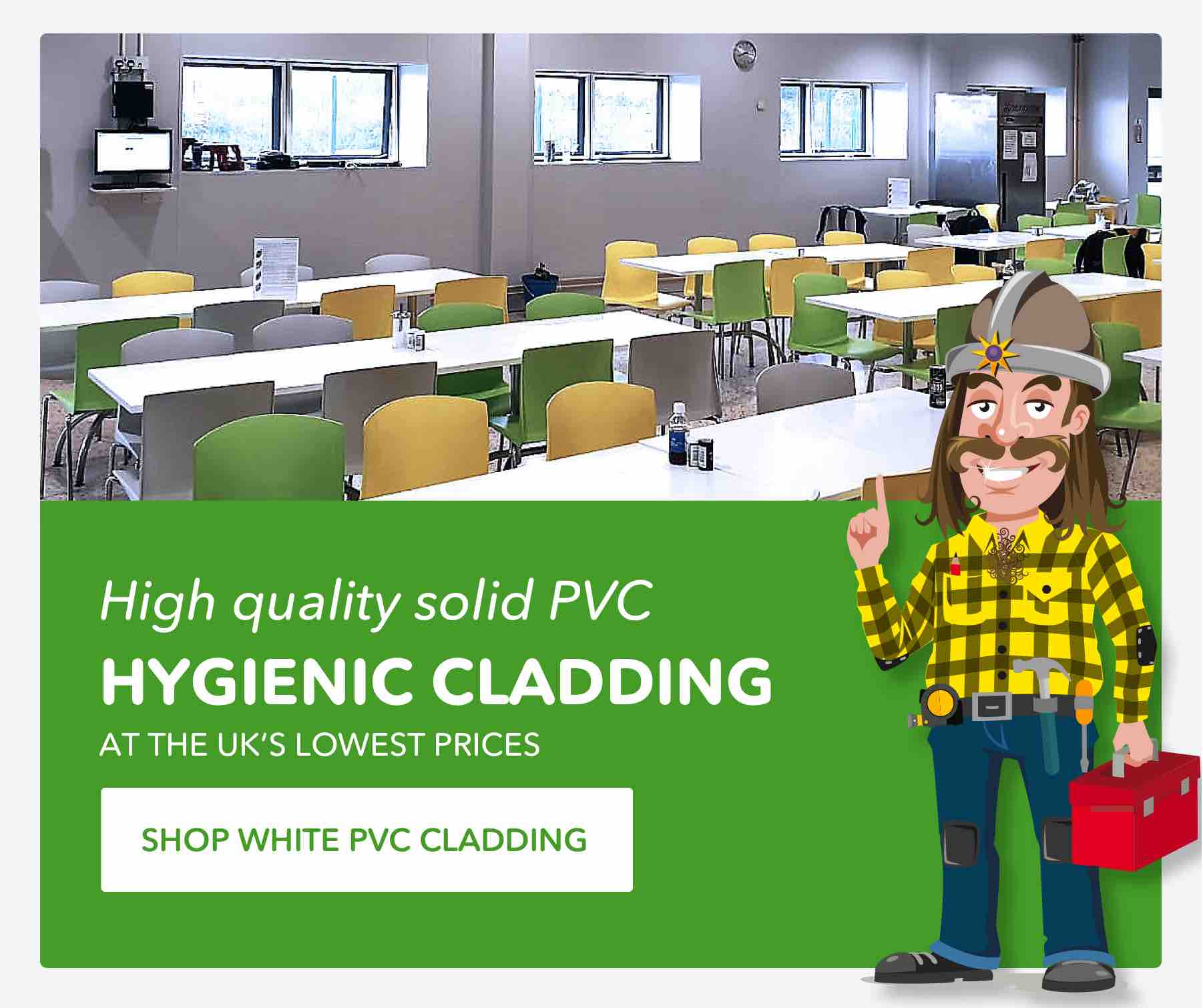 High quality solid PVC Hygienic Cladding.