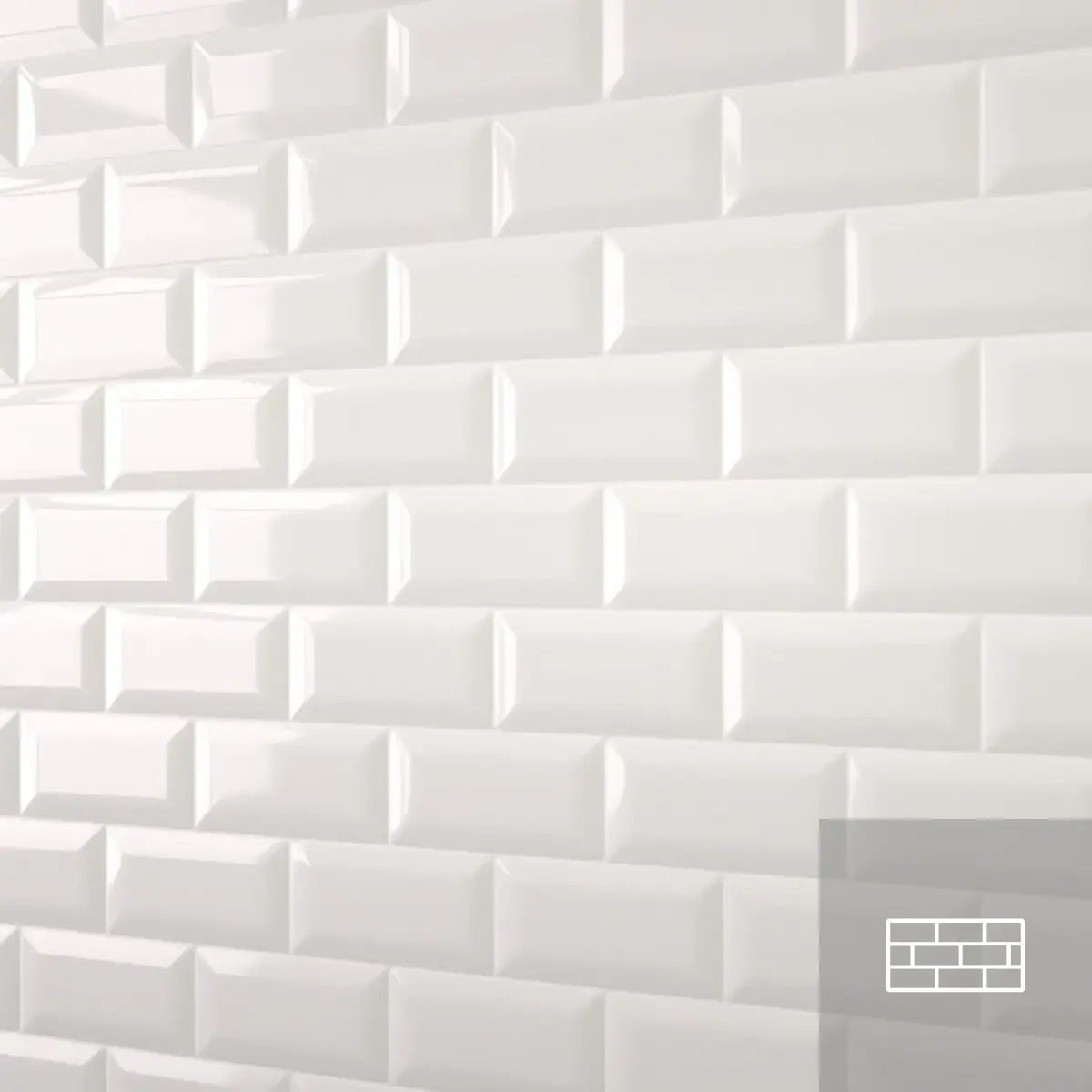 2.5mm Metro Tile 3D Gloss White Cladding Panel