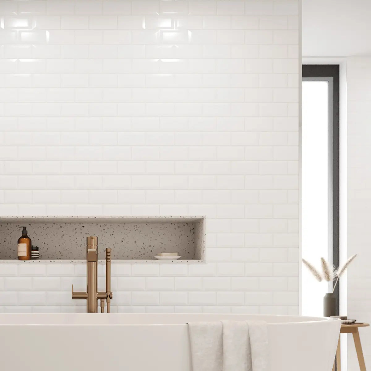 2.5mm Metro Tile 3D Gloss White Cladding Panel
