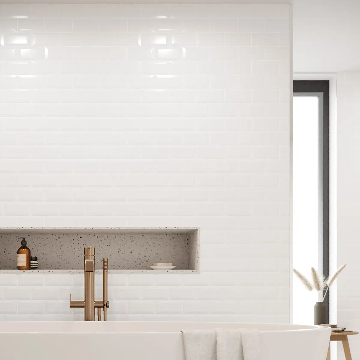 2.5mm Metro Tile 3D Gloss White Cladding Panel